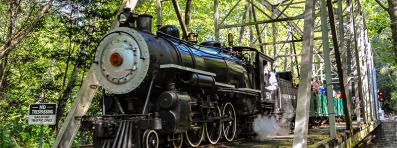 photo of Swanton Pacific Locomotive on bridge